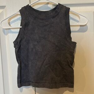 *5/$15* Worn 1X, Aura, Women, thick stretch ribbed high neck sleeveless crop top